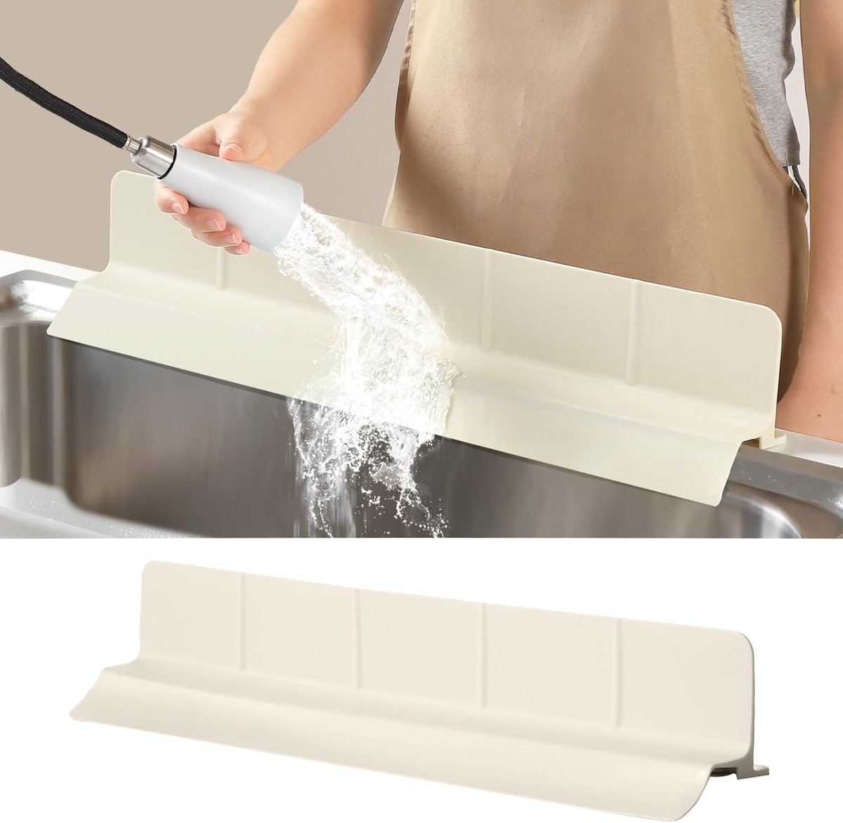 Anti-Spat Bescherming voor Keuken- en Badkamerspoelbak - 23 Inch Zelfafvoerende Silicone Spatbeschermer met 8.9 Inch Hoogte