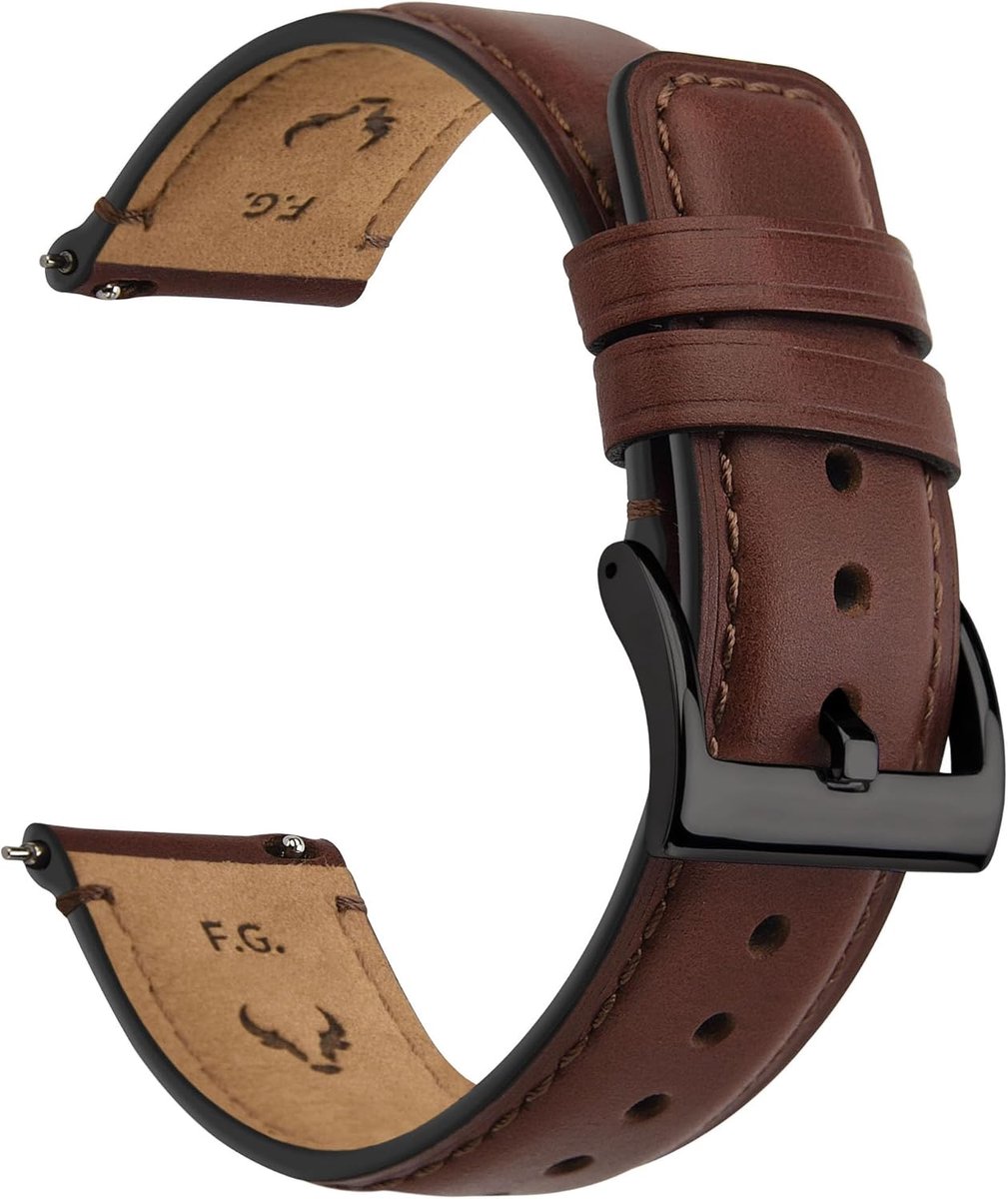 Thijox - Lederen Horlogebandje 22mm 20mm 18mm met Roestvrijstalen Gesp, Vintage Vervangende Band voor Mannen en Vrouwen, Compatibel met Smartwatches e