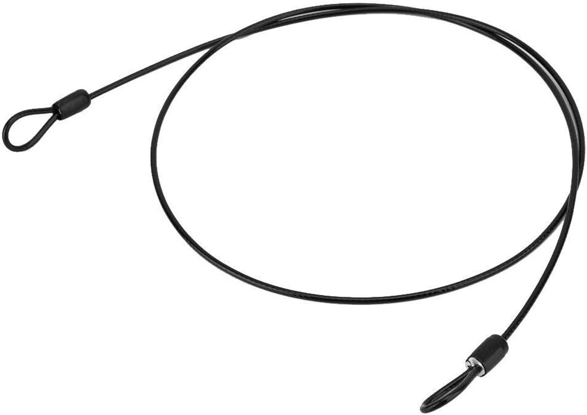 Veiligheidskabel van RVS 100 cm met lusuiteinden voor het beveiligen van tassen, koffers en fietsen