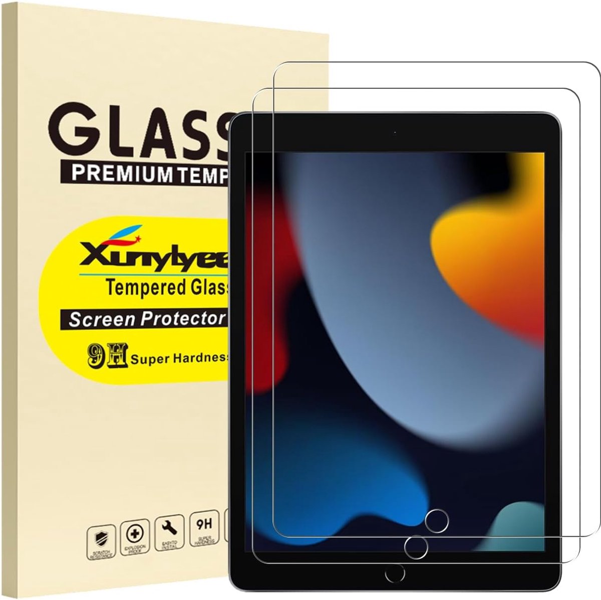 Thijox - 2-Pack Screen Protector voor iPad 9e/8e/7e Generatie (10.2 Inch 2021/2020/2019) Tempered Gehard Glas, Krassenbestendig, Hoogdoorzichtig, Perf