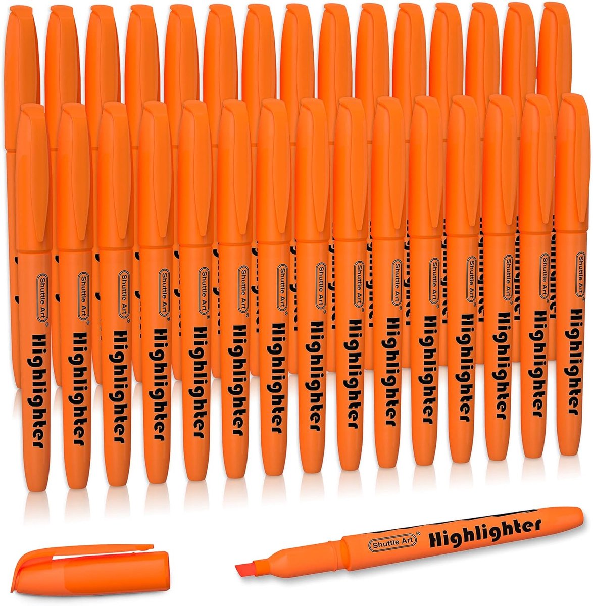 SnelShoppen - Set van 30 Oranje Markeerstiften - Droog-snel, Niet-giftige Beitelpunt Markeer Stiften voor School, Werk en Thuis - Heldere Kleuren voor
