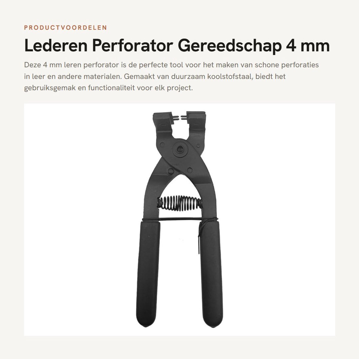 Inovra - Lederen Perforator Gereedschap 4 mm met Ergonomische Grip
