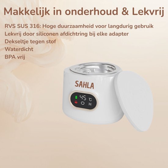 SAHLA Draadloze Flessenwarmer - Draagbaar Flesverwarmer - Binnen 3min warm - 4 adapters - BPA-vrij - Onderweg - Snel warm - Alle merken - Altijd de perfecte temperatuur, waar je ook bent! — afbeelding 4