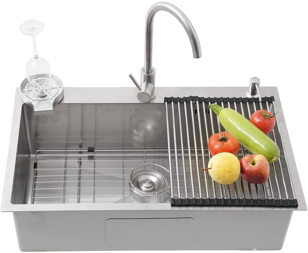Inovra- Spoelbak Roestvrij Staal - Gootsteen Keuken - Wastafel 80x50cm - Drop-in/Topmount - Geluidsabsorberend - Duurzaam en Onderhoudsvriendelijk