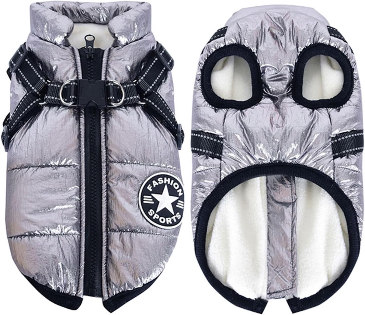 Hondenjas met Tuigje voor Kleine Honden, Warm Winterjack voor Buitenactiviteiten, Sportieve Hondenvest voor Koud Weer