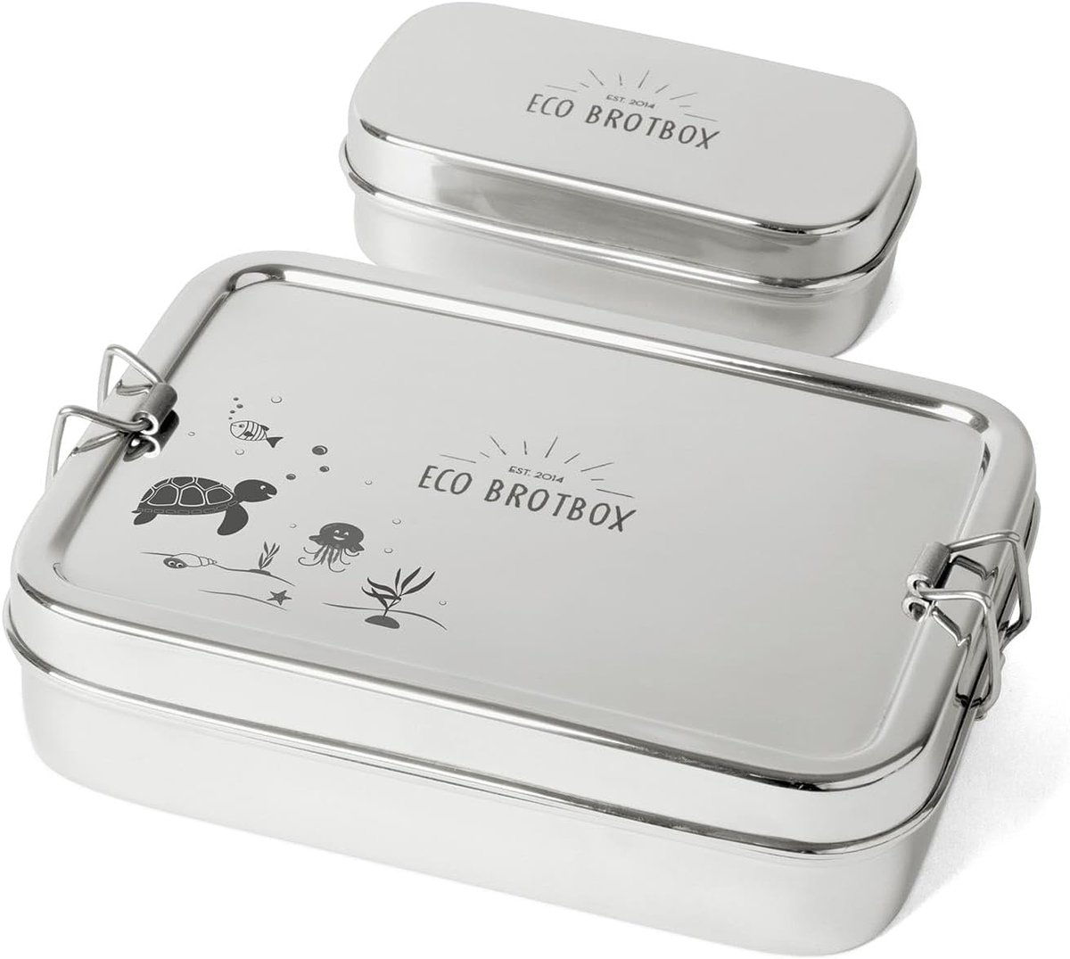 Thijox - Broodtrommel XL RVS met Snackbox | Duurzame Lasergravure voor Kinderen | 0,7L + 0,2L | Gezonde Lunch en Tussendoortjes | Vrolijke Eendjes Des
