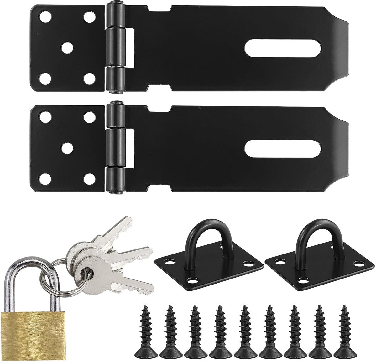 Inovra - 2 sets hangslot hasp, roestvrij stalen veiligheidsgrendel, 10 cm, met schroeven