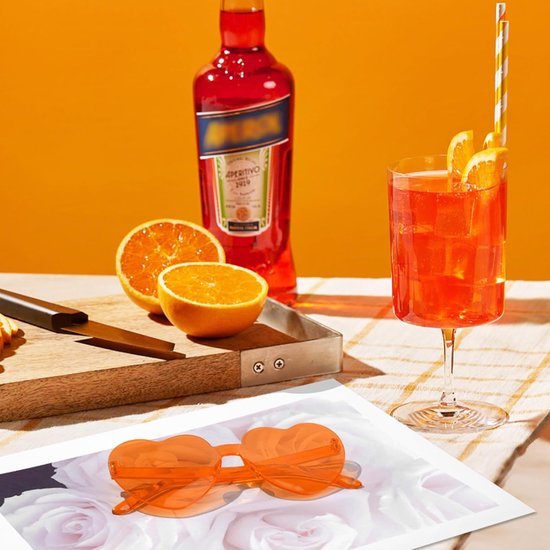 Set Van 10 Zonnebril - Sunglasses - Hartvormige - Carnaval- Unisex - Voor Alle Leeftijden - Stijlvolle & Trendy Feestbrillen - Festivals & Koningsdag - Fietsen, Wandelen, Werk, Zwemmen & Wintersport - Oranje — afbeelding 3
