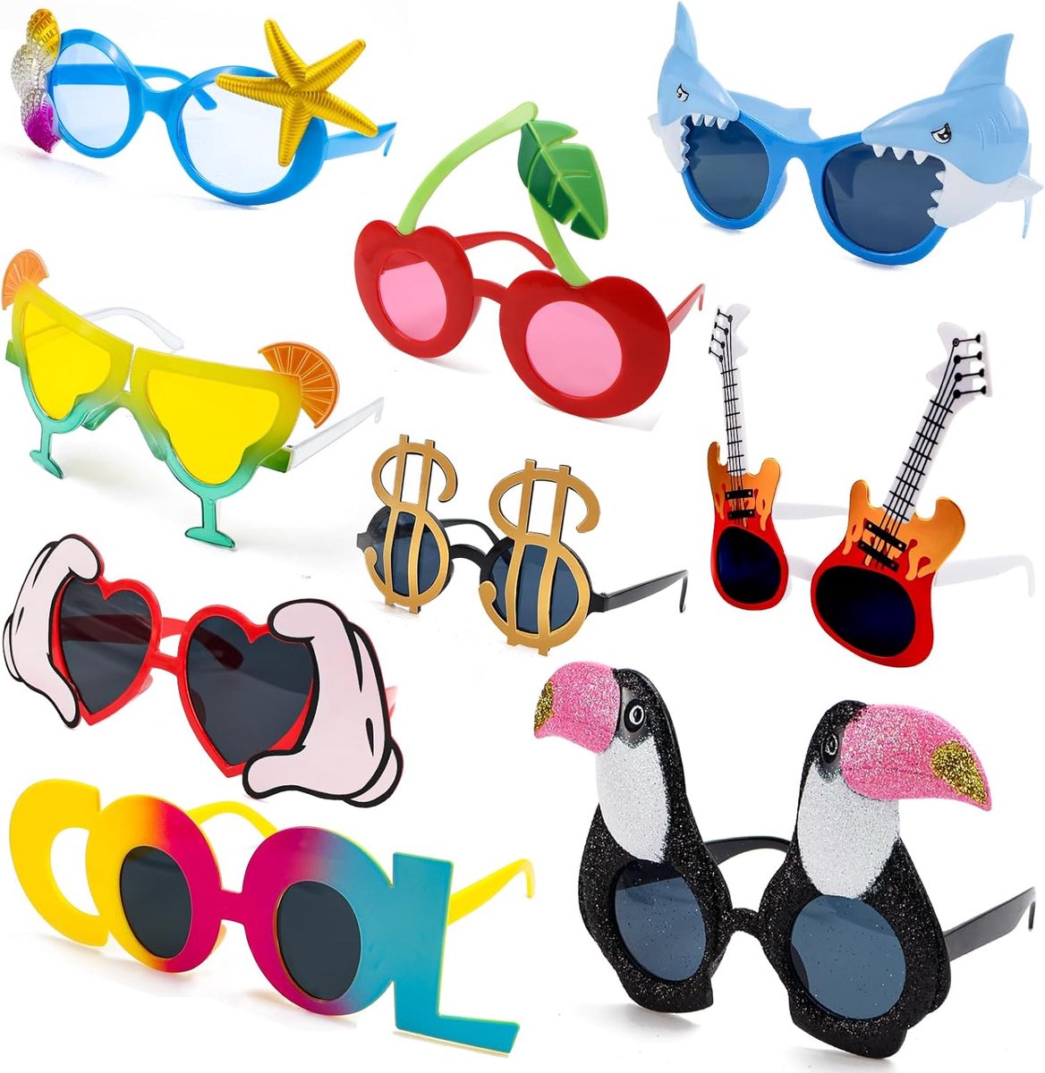 Partyglasses set - 9 Stuks - Hawaiiaanse tropische brillen - Grappige accessoires voor feesten - SnelShoppen