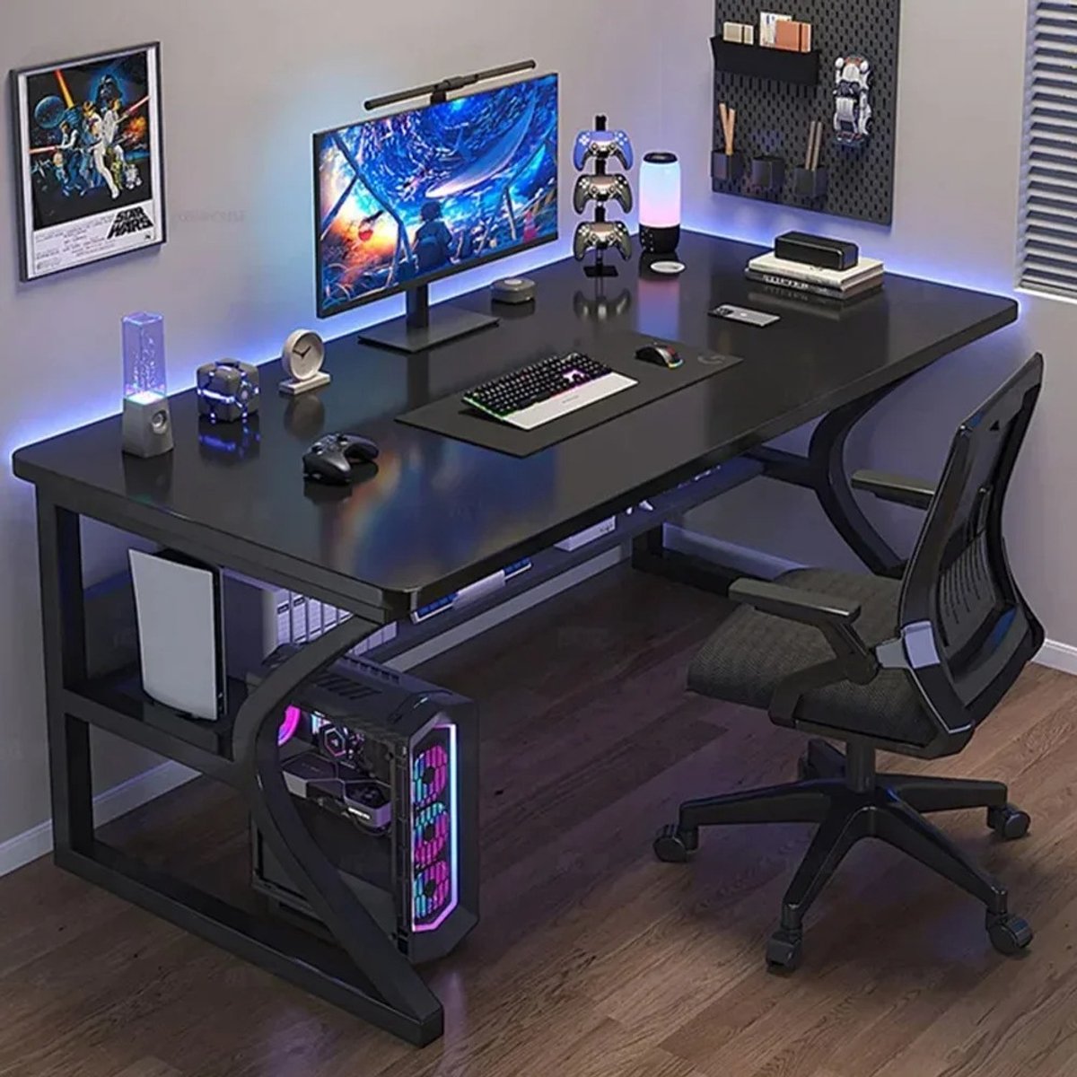 Parasha Nova Bureau - Tafel - 80x50cm Gaming Computerbureau Metalen frame Modern thuiskantoor Tafel Studiebureau Werkstation Werktafel voor slaapkamer Kantoor Gaming Room