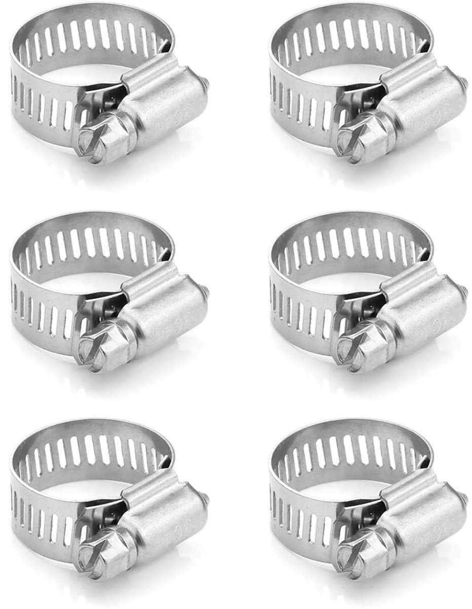 Inovra- Slangklemmen 10-16 mm - Verstelbaar - Roestvrij staal 304 - Antiroest - 6 stuks - Geschikt voor buizen/slangen - Buisklem