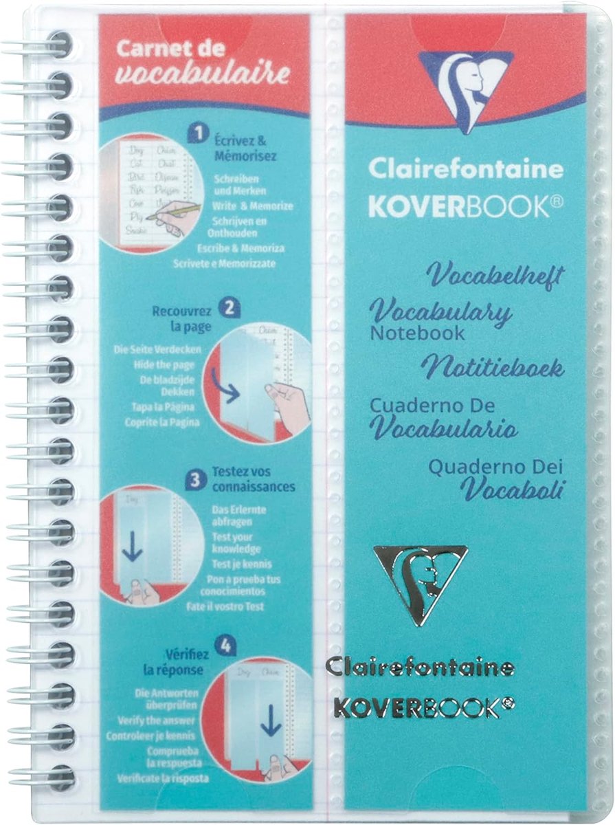 Thijox - Koverbook Vocabularium Notitieboekje 11x17 cm - 50 Gelijnde Bladen met Kantlijn - Polypro Omslag - Wit Papier 90 g - Praktisch voor School en