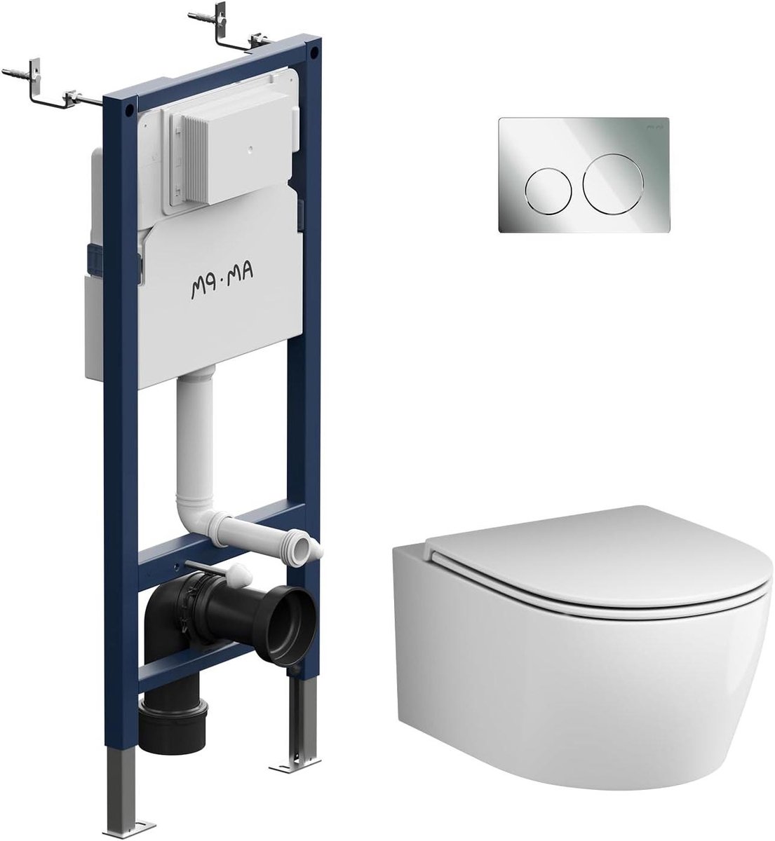 Hangend Toilet Set - Wandtoilet Compleet - Badkamer Vernieuwen - Randloos & Zachtsluitend - 40cm Breed - Wit