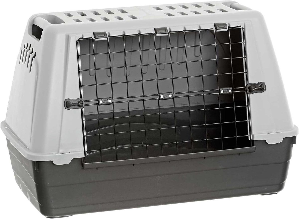 Transportbox Huisdier - Reis bench - Veilig Vervoer - Afgeschuinde Zijkanten - 88 x 51 x 58 cm - Grijs