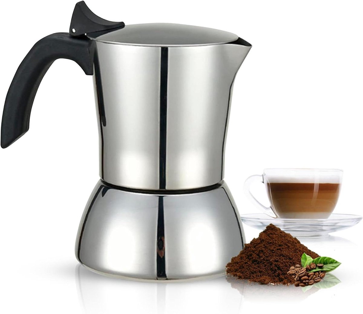 Koffiezetapparaat - Moka pot - Koffie Zetten - Inductie Geschikt - 4 Kopjes - Zilver