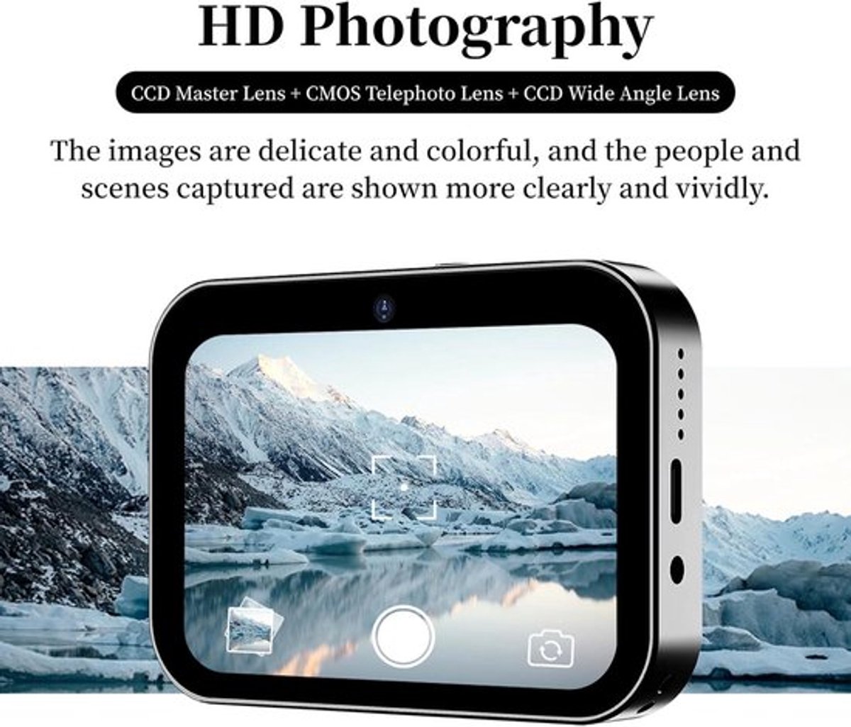 Digitale camera met touchscreen – 4K autofocus vlogcamera, 64MP compactcamera met 16x optische zoom – draagbare point-and-shoot camera, selfiecamera, muziek- en videospeler, geschikt voor kinderen en tieners – wit