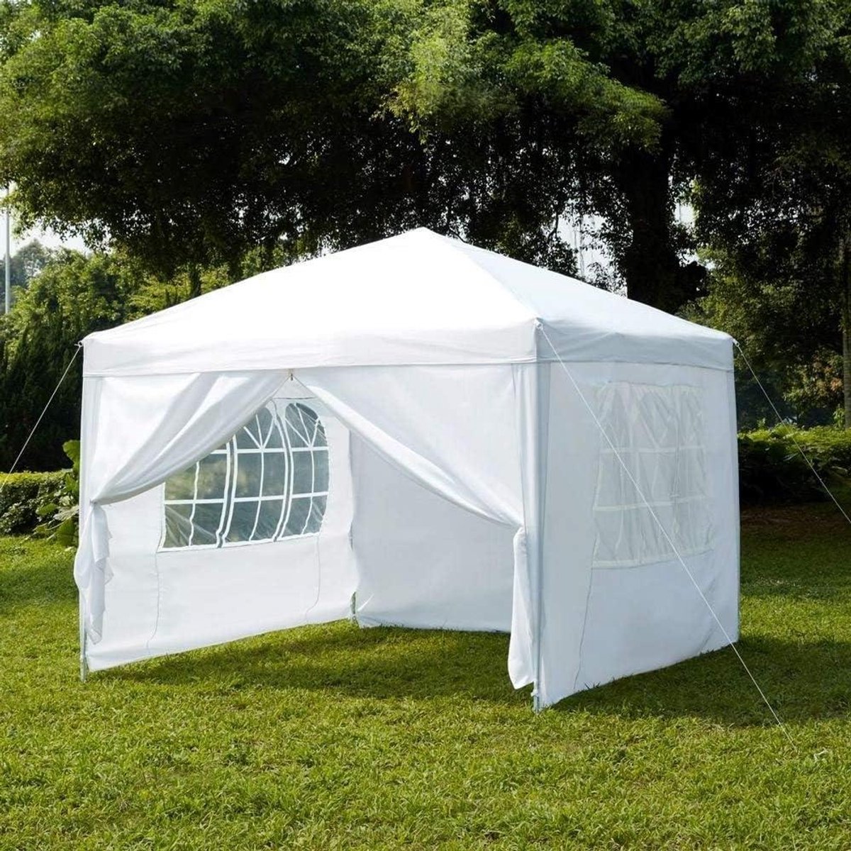 Pop-up paviljoen - Partytent tuinhuisje - Feestjes organiseren - Waterbestendig met zijpanelen - 25 x 25 meter - Wit