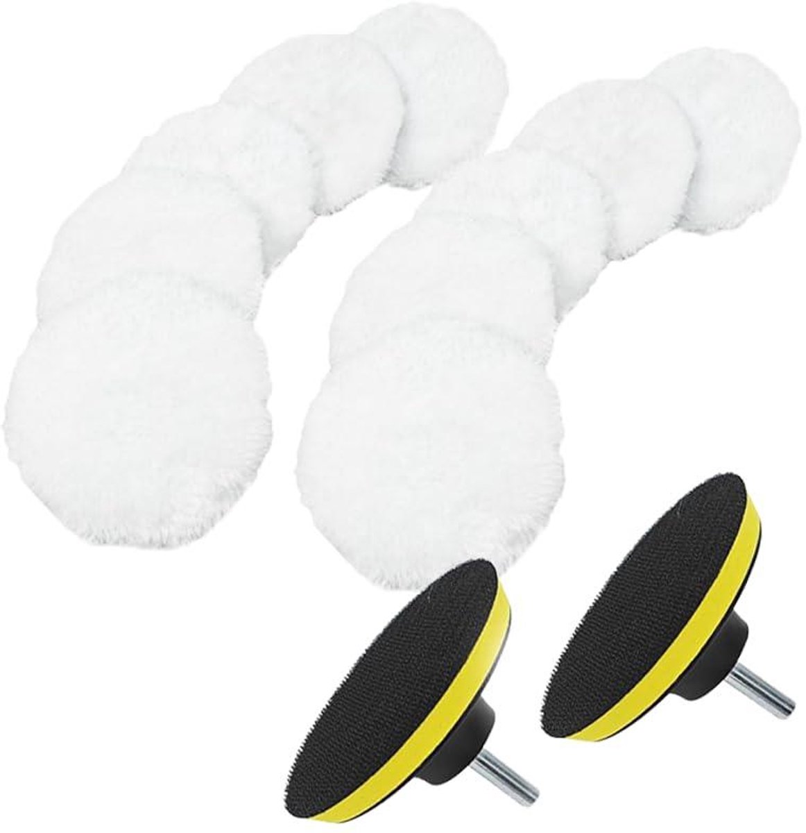 Polijstpads Auto - Schuurschijven Set - Auto Onderhoud - Compleet Met Adapters - 125mm 10 Stuks - Diverse Kleuren