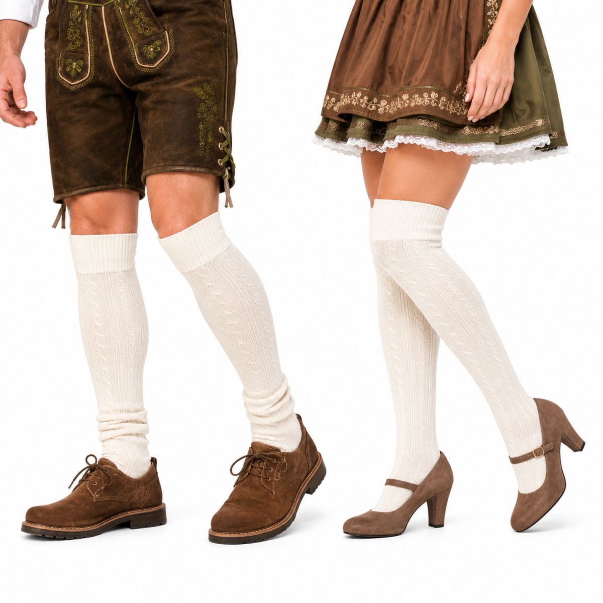 Knaak Oktoberfest Kniekousen - Gebroken Wit - Maat 41-46 - Tiroler Sokken - Bierfeest Kousen - Oktoberfest Accessoire