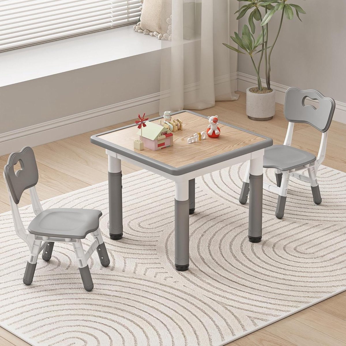 Kinder Tafel Stoel - Kinderset Speeltafel - Tekenen Spelen Eten - In Hoogte Verstelbaar - Voor 3 tot 8 Jaar