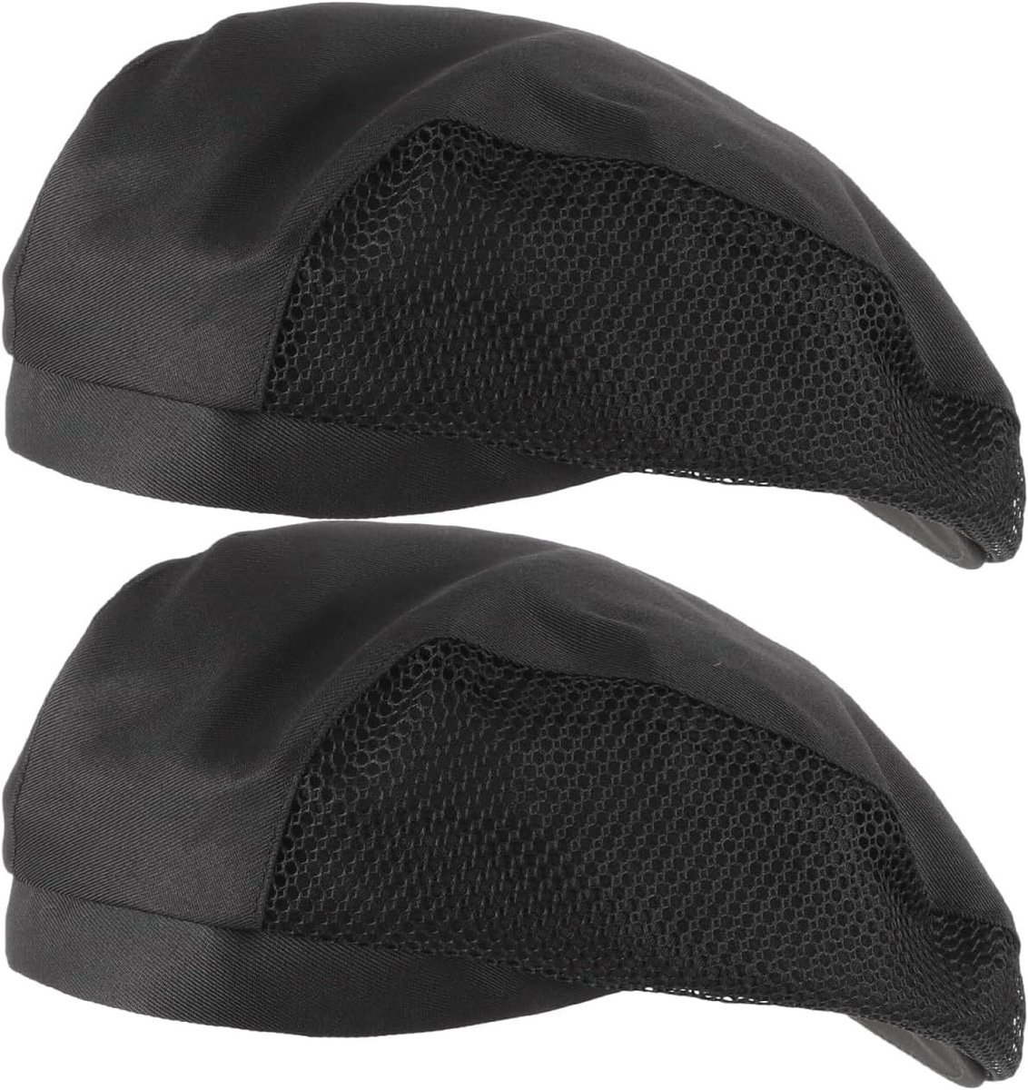 Unisex Chef Hoed Set van 2 - Kookhoed voor Keuken, Bakken en Voedselservice - Zwart Bouffant Beanie voor Mannen en Vrouwen
