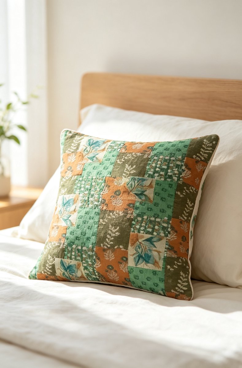 Vintage boho-kussenhoes van polyester met bloemenpatroon in patchworkstijl,45x45cm