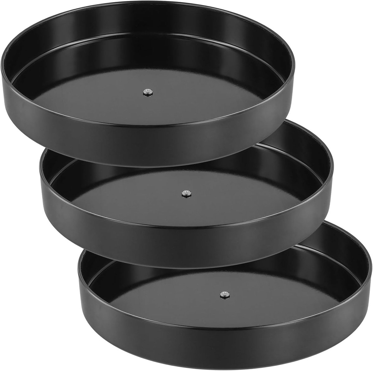 Rotating Organiser voor Specerijen - 3-delige Lazy Susan van 30 cm - Zwart Metaal Keuken en Badkamer Organisatie
