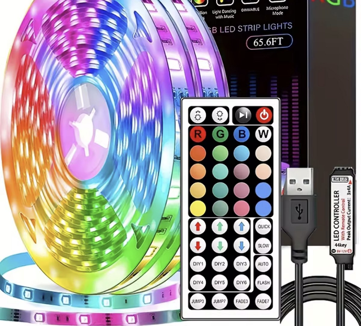 Led strip - 20 meter - Met afstandsbediening - Led light strip - Led lights - Led strips - 16 Kleuren/Colors - Color changing - Smartkabel.nl