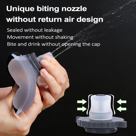 Set van 2 draagbare waterflessen voor om de pols (200 ml) – hoogwaardige siliconen fles voor hydratatie tijdens hardlopen, marathons, fitness, wielrennen en rotsklimmen (oranje) — afbeelding 4