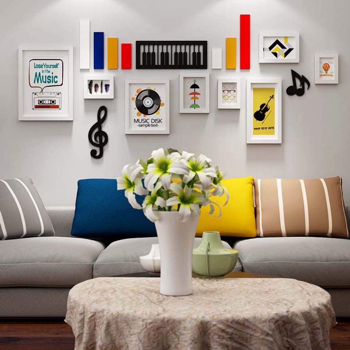 Fotowand Set - Houten Lijsten - Muur Decoratie - Modulair Ontwerp - 77x169 cm - Zwart Wit