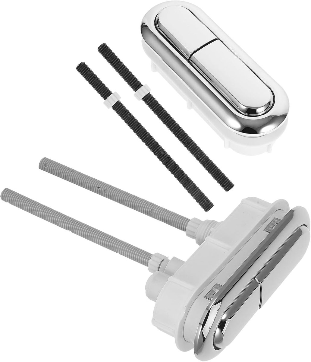 Toiletspoelknop - Dubbele drukknop - Water besparen - Efficiënt dubbel systeem - 2 stuks - Zilverkleurig