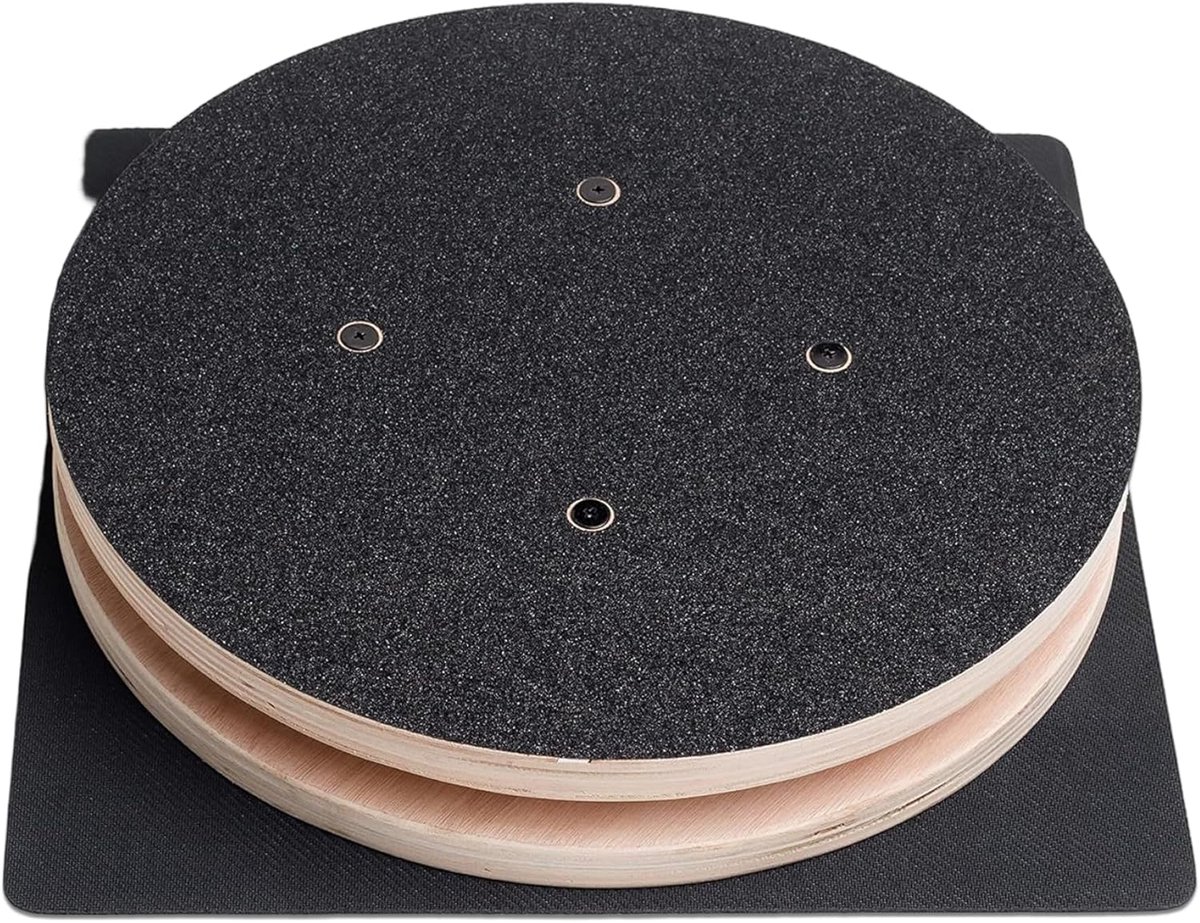 Draaibaar Oefenbord - Taille Twister - Kern Versterken - Antislip Hout - 33 cm - Zwart