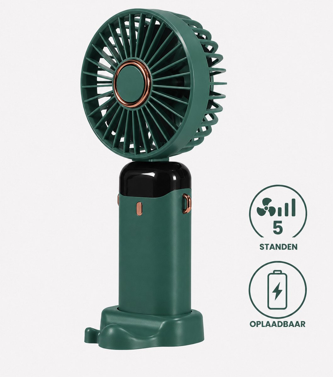 DEGG® - Handventilator - Mini Ventilator Oplaadbaar - Draagbare & Stille USB Ventilator - Ideaal voor Reizen, Kantoor & Zomer - Groen - 1 stuks