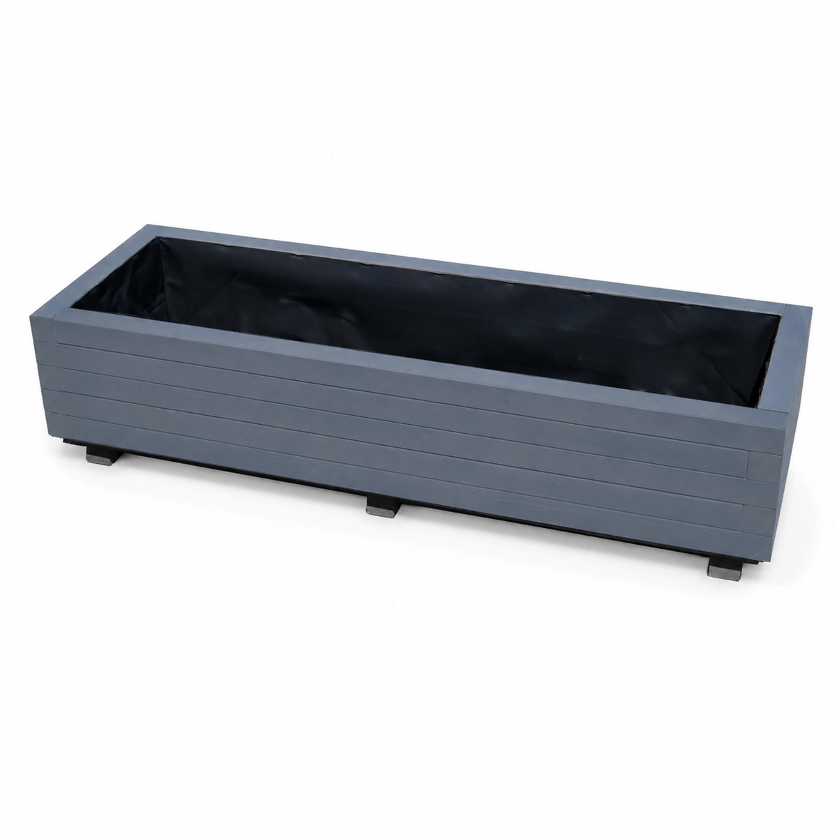 Plant&Bak Tuinbak Vurenhout L120 × B40 × H30 cm – Houten Plantenbak voor Buiten – Langwerpige Bloembak met Waterdichte Binnenbekleding – Antraciet