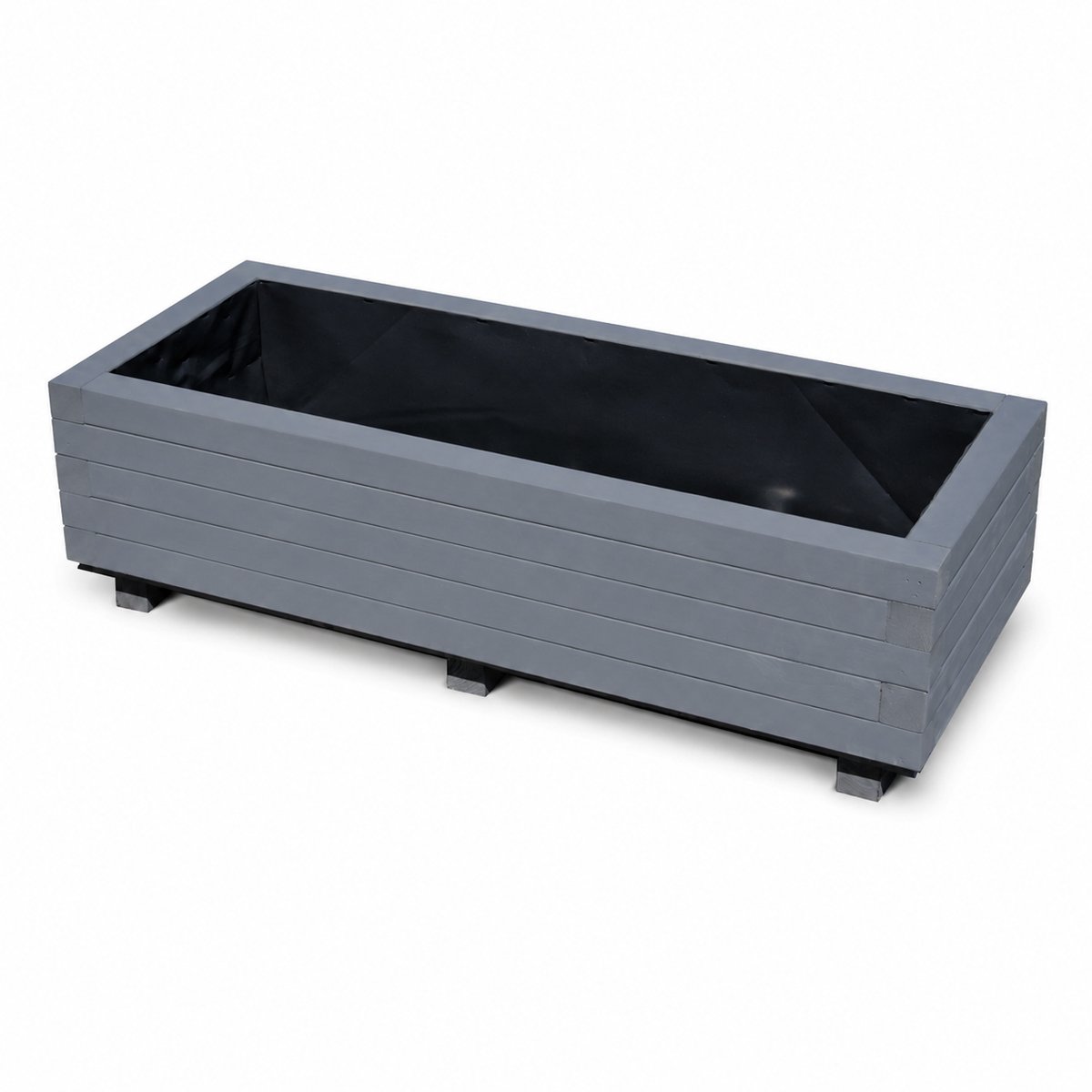 Plant&Bak Tuinbak Vurenhout L100 × B40 × H30 cm – Houten Plantenbak voor Buiten – Langwerpige Bloembak met Waterdichte Binnenbekleding – Antraciet