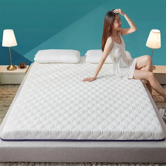 Opvouwbare Latex Matras - Comfortabel Slaapkussen - Ontspannen Slapen - Antislip Katoen - 120 x 190 cm - Wit — afbeelding 2