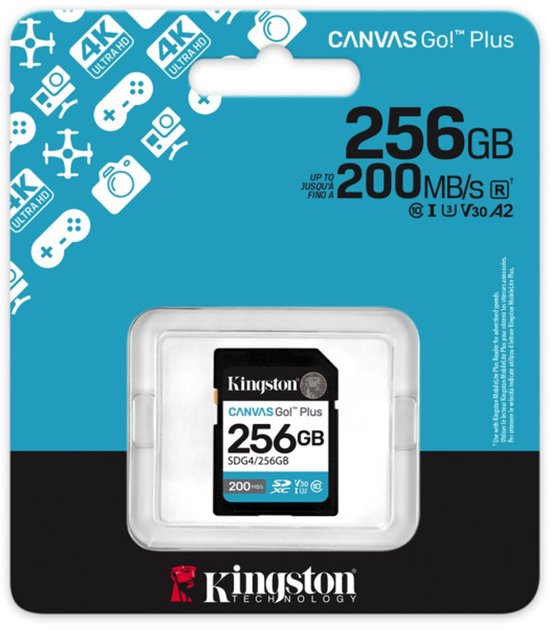 Kingston Technology 256GB SDXC Canvas Go Plus Gen4 200MB/s C10 UHS-I U3 V30 van Kingston — afbeelding 3