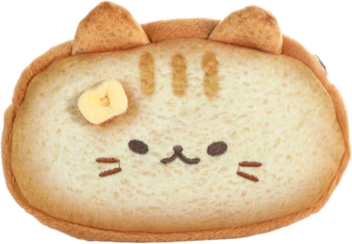 Pluche Kat Etui - Opbergtas Pennen - Schoolbenodigdheden Organiseren - Gebruiksvriendelijke U-vorm - 19x13cm - Bruin