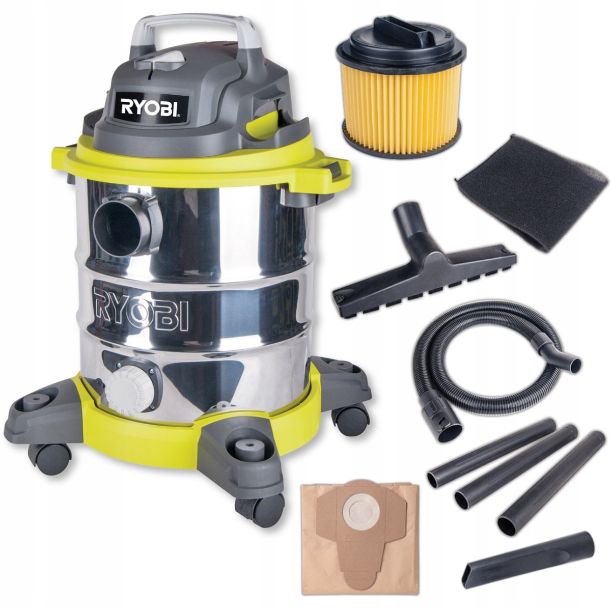 Ryobi RVC-1220I-G Serie - Natte en Droge Stofzuiger - 1250W - 20L - Blazerfunctie