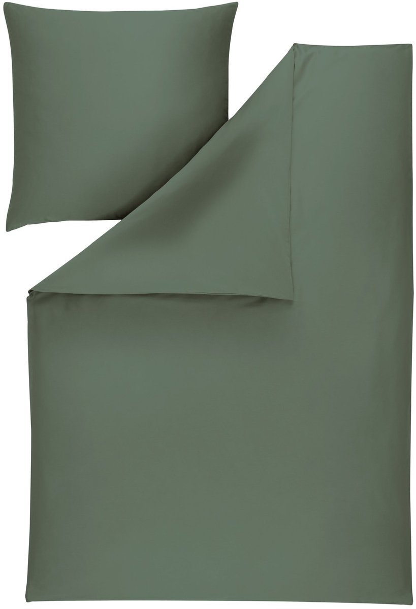 Estella Valetta - Mako Satijnen Dekbedovertrek - 160 x 200 cm - 3-delig - Saliegroen