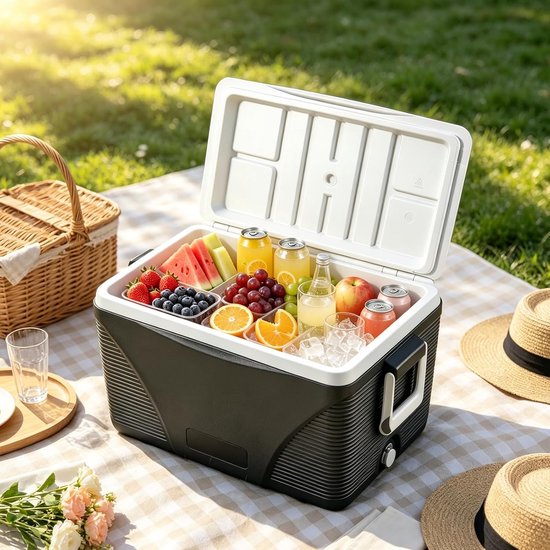 KOMFOTTEU 41L Draagbare Koelbox - 5-7-Dagen - Isolatie -Campingkoelbox - Met 4-Bekerhouders & Afvoerplug - Voor Picknicks/Reizen/Vissen van komfotteu — afbeelding 3