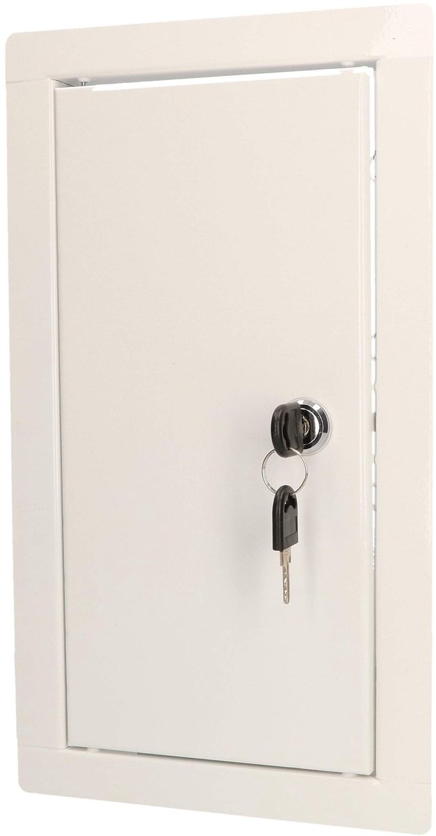 KOTARBAU® Inspectieklep, Inspectiedeur, Verzinkt Staal, 30x15 cm, Wit, Inspectieluik met Slot, en 2 Sleutels, Onderhoudsklep, Poedergecoat, Toegangspaneel, Revisiedeur
