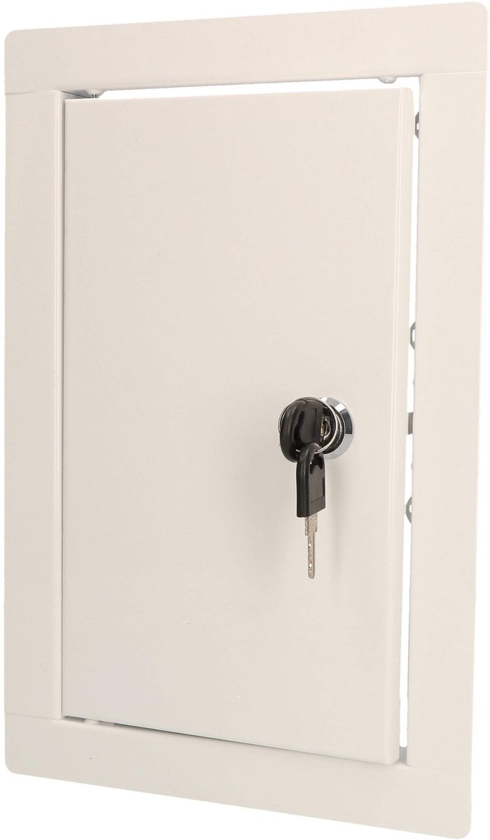 KOTARBAU® Inspectieklep, Inspectiedeur, Verzinkt Staal, 25x15 cm, Wit, Inspectieluik met Slot, en 2 Sleutels, Onderhoudsklep, Poedergecoat, Toegangspaneel, Revisiedeur