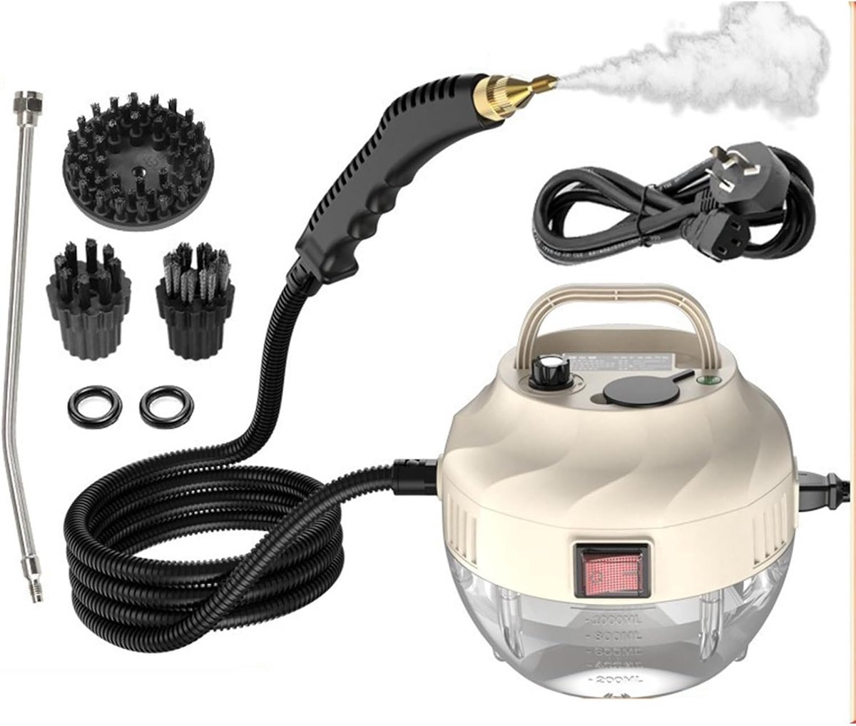 Stoomreiniger van 2500 W, handstoomreiniger met 6 instelbare standen en hoge druk, draagbare stoomreiniger, geschikt voor het reinigen van het huis, het interieur van auto’s, voegen tussen tegels, enz.