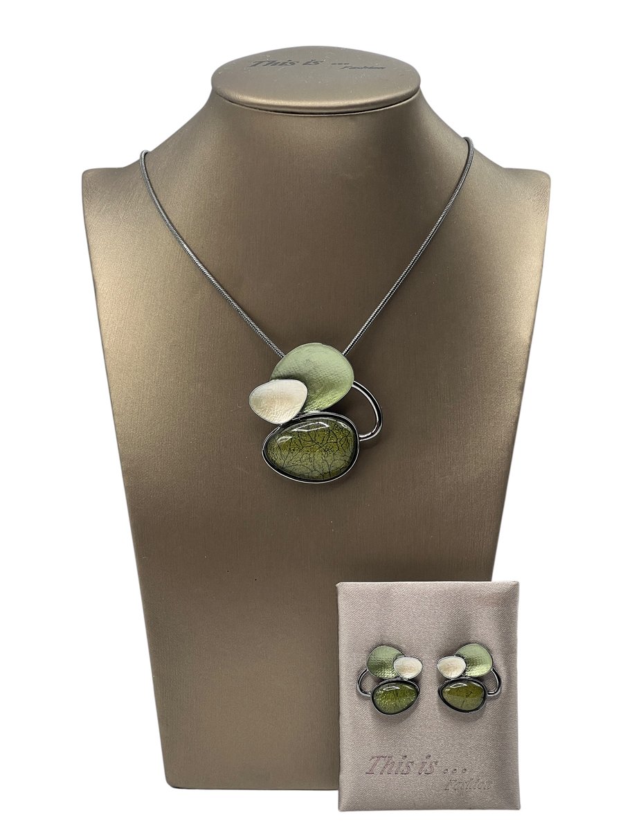 TIF - Sieraden - Juwelenset dames - Halsketting - Oorbellen - Black Rhodium - 45cm