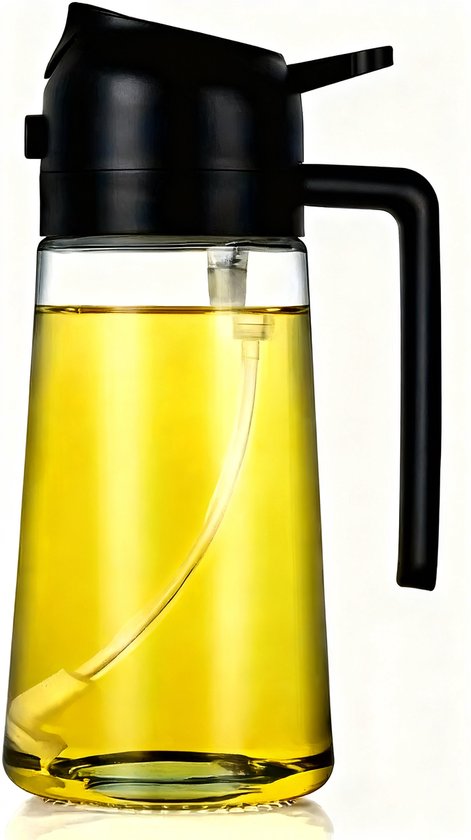 Leba Olijfolie Sprayer - Glas - 2-in-1 Premium Olijfolie Fles Verstuiver voor Keuken - Oliespray - Oliefles - 470ML - BBQ Accesoires - Olie Pomp Bakspray - Cooking Spray
