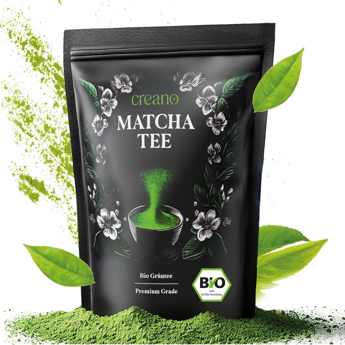 Creano Biologische Matcha Thee 100g - Premium Kwaliteit - Ideaal om te Drinken - Groene Thee voor Matcha Latte, Smoothies, Bubble Tea