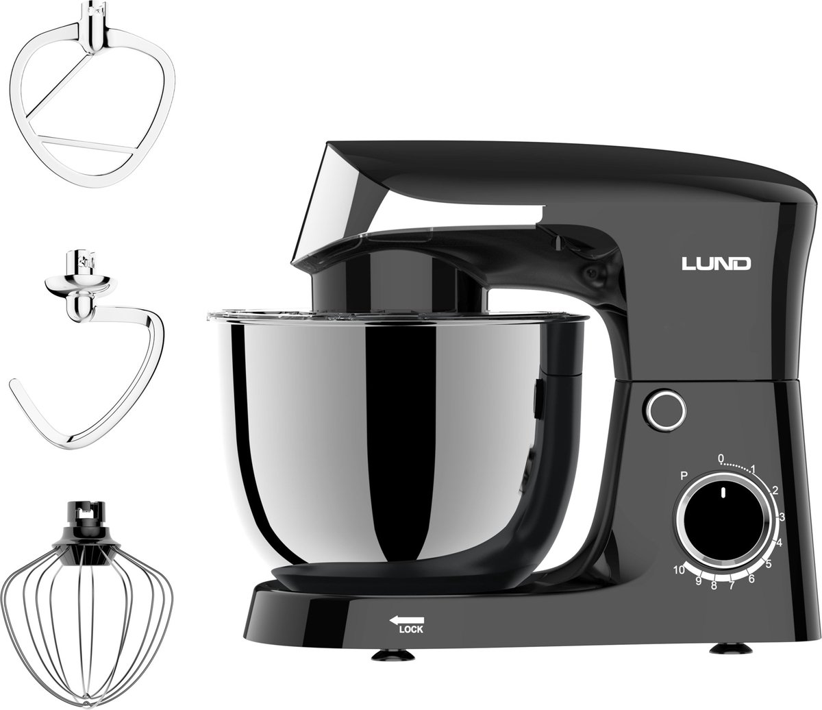 LUND 67812 Krachtige Planetaire Keukenmachine - 1500W - 4L RVS Kom - Zilver/Grijs