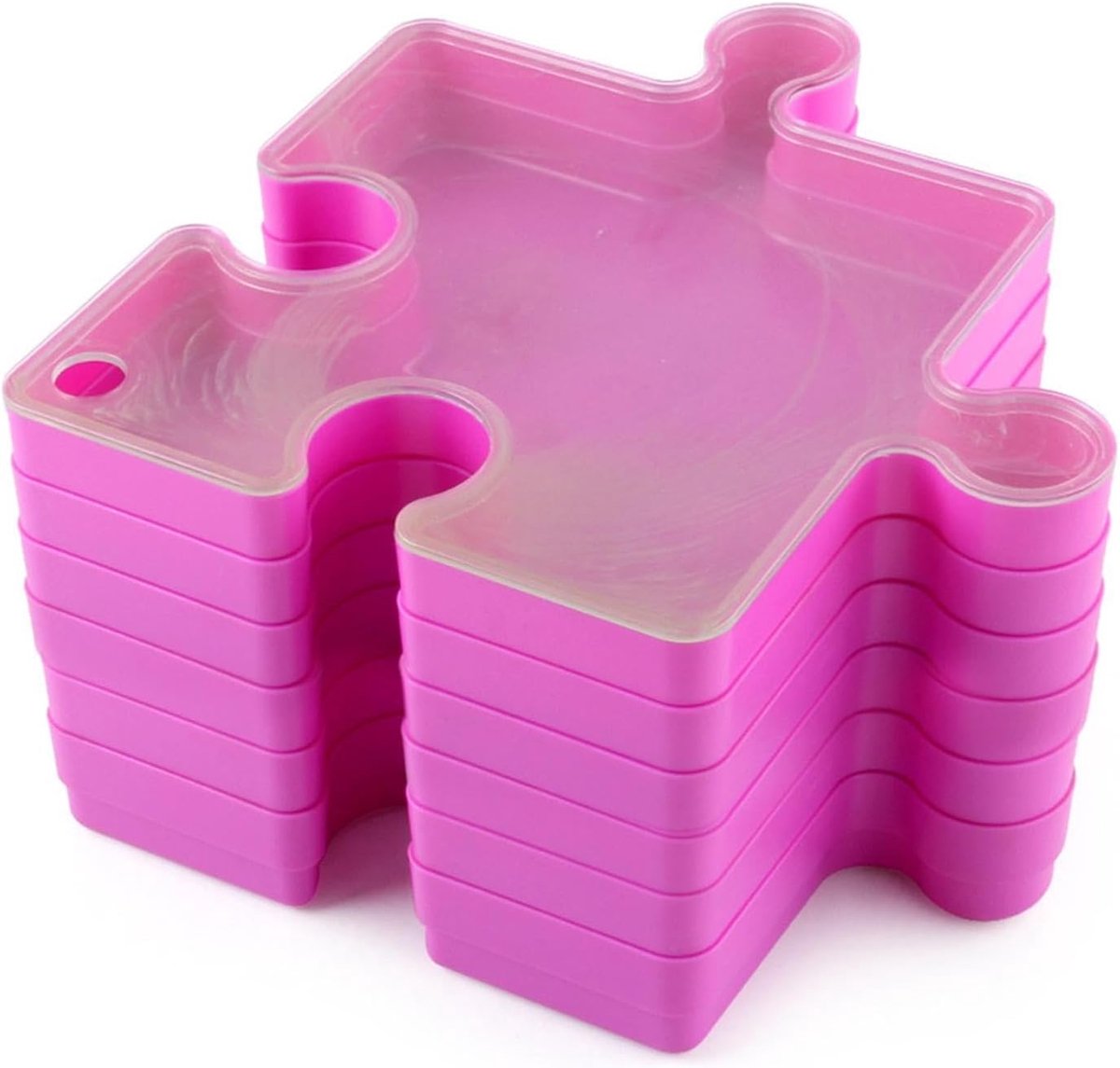 Puzzel Sorteerplaten - Stapelbare Dienbladen - Puzzelstukjes Sorteren - Zes Delige Set - 19 x 19 cm - Grijs