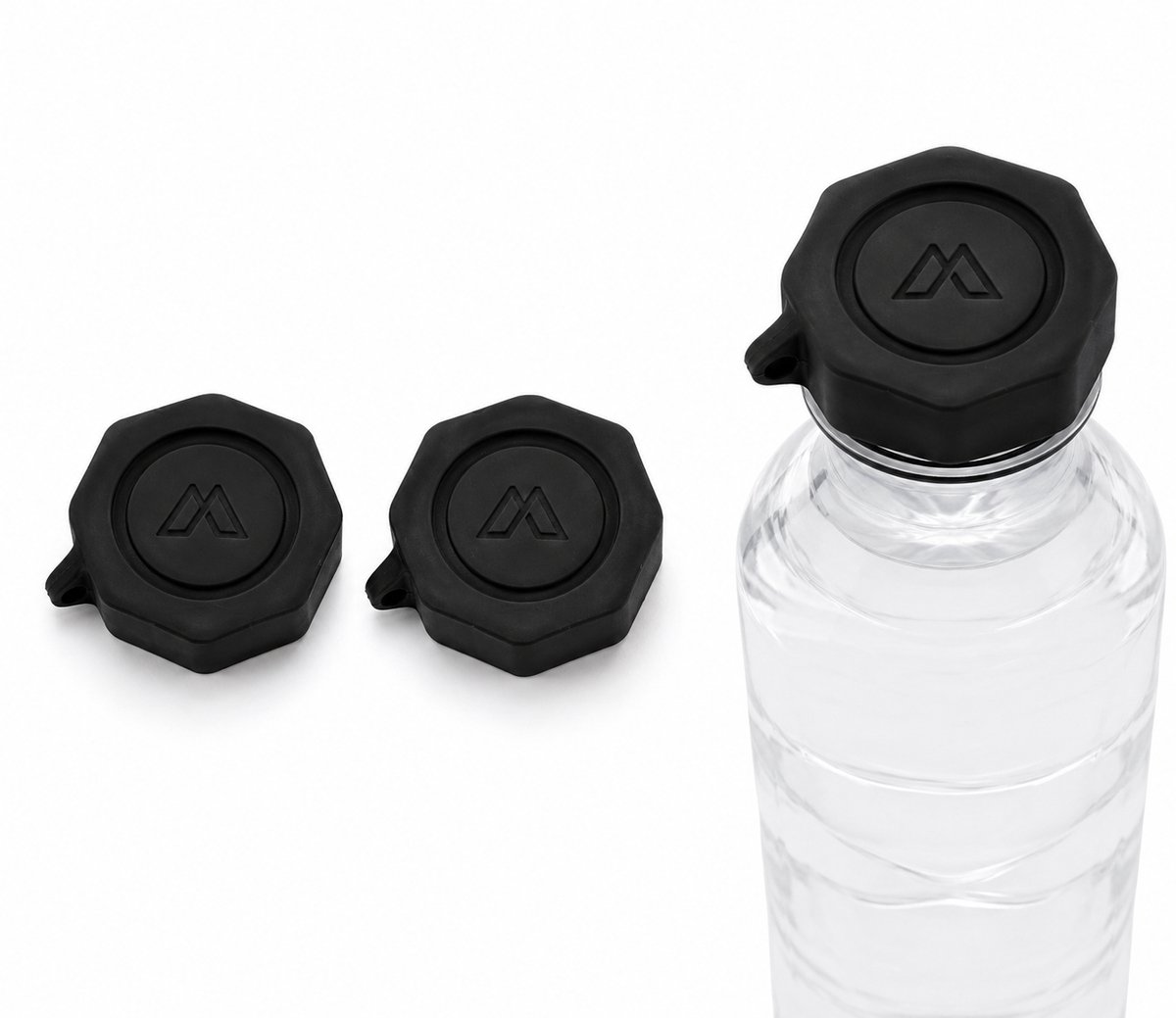 Moya PartyCap® Festival Dop - 2 Stuks Zwart - Universele Flessendop - Festival Accessoire - PartyDop - Herbruikbaar - Past op Vrijwel Alle Waterflesjes